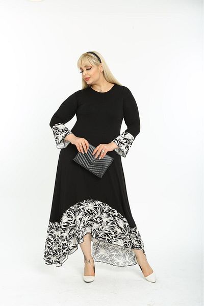 ABARSE Women's Black Patterned Dress