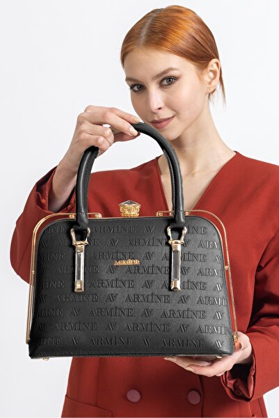 Armine Geantă de damă elegantă 339 Laser, cu curea, model de umăr, negru Laser
