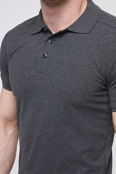 Uniprom -Polo Collar 100% Cotton T Shirt Men's Anthracite Melange