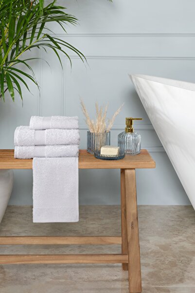 Karaca Home Vicente 100% Cotton Set of 4 Hand/Face Towels Gray