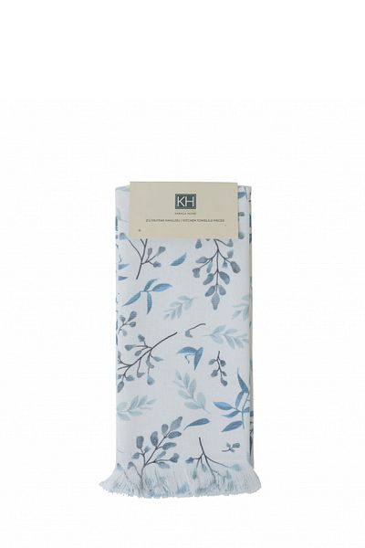 Karaca Home Prosop de bucătărie albastru 100% bumbac Garden Design - Pachet 2 60x40 cm