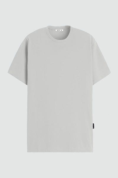 QMARI Tricou supradimensionat alb unisex cu gât crew de bază | Tricou casual licra simplu | Maneca scurta