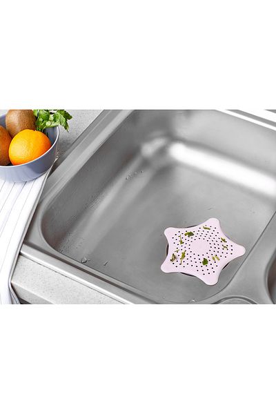 DENGE PAZARLAMA Star Shaped Silicone Non-Slip Sink Strainer with Suction Cup-1 Piece