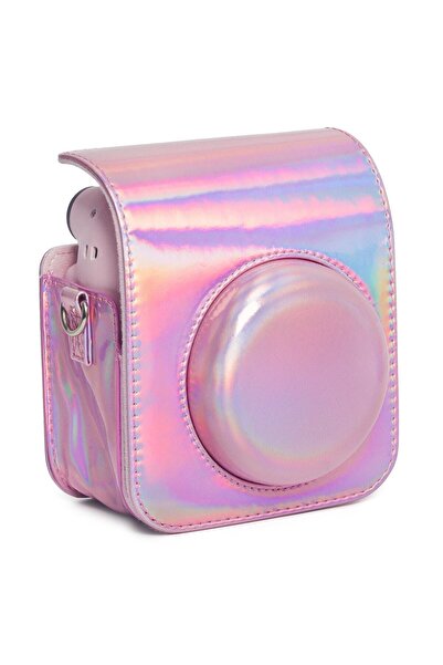 Fujifilm Instax Mini 12 Makine Uyumlu Pembe Parlak Deri Kılıf