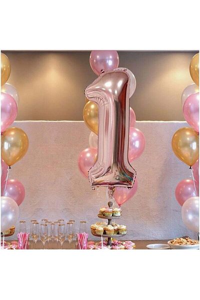 Deniz Party Store Rose Gold 40" Inch 100 Cm 1 Number Foil Balloon
