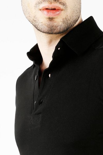 Uniprom Polo Neck 100% Cotton T Shirt Men's Black