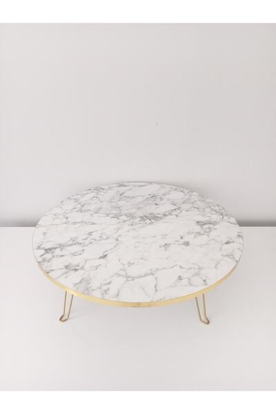 DOGANDEKOR 90 CM YUVARLAK GOLD DETAYLI YER SOFRASI