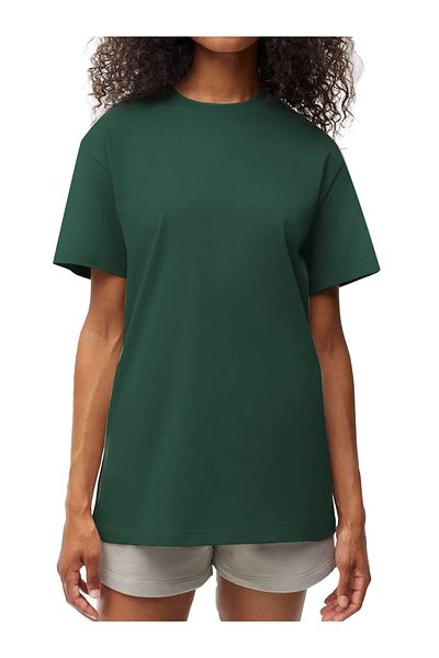QMARI Σμαραγδένιο Πράσινο Unisex Oversize T-Shirt Crew Neck Απλό Basic κοντομάνικο T-shirt - Full Lycra