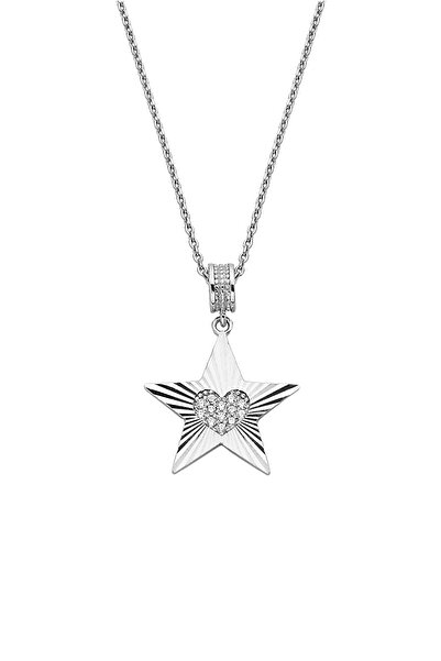Argentum Concept 925 Ayar Gümüş Kalp Motifli Zirkon Taşlı Yıldız Kolye - 2318...