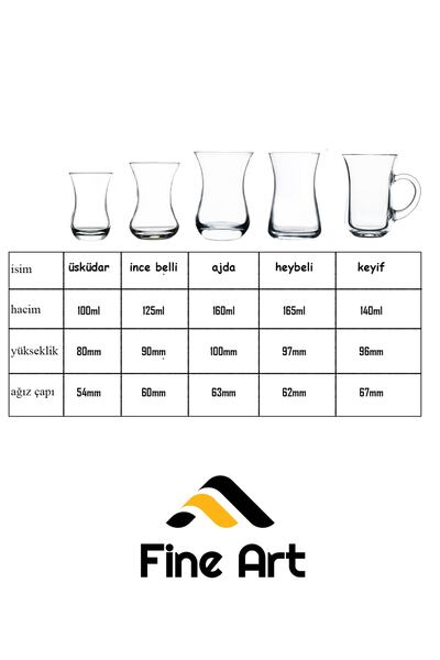 Paşabahçe Altın Yaldızlı Çay Bardağı 1 Kişilik, Heybeli, 12 Ayar Altın,