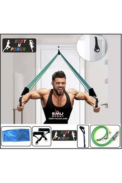 pekial Functional Resistance Elastic 11 Pieces Fitness Tool Door Back Exercise Banti