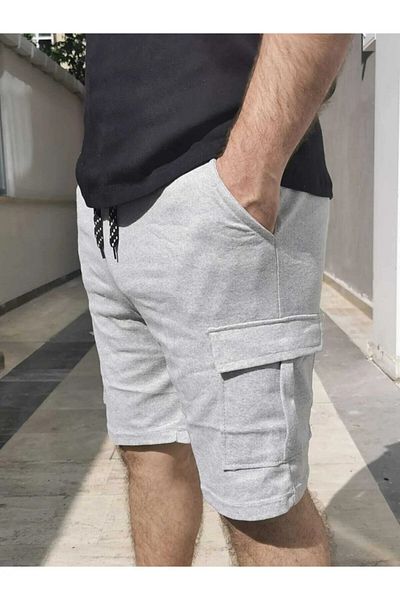 LUX Unisex γκρι Cargo σορτς με τσέπες Άνετα ρούχα
