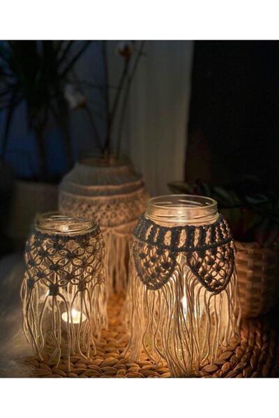 lavin tasarım Luks 3 Lü Makrome Mumluk