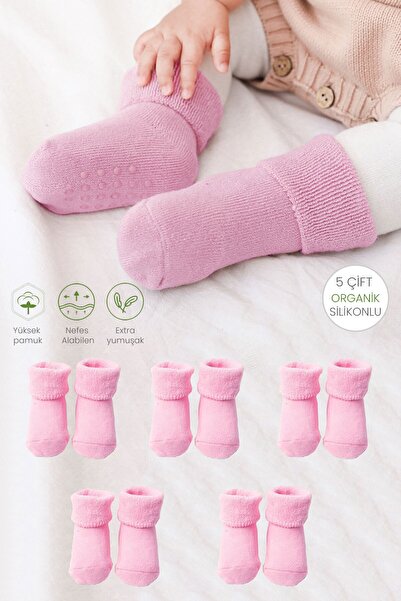 Color Socks 5 Çift Organik Pembe Kız Bebek Çorabı (EXTRA SOFT)