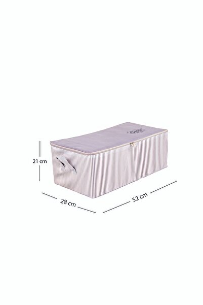 Textile sweet Orta Boy Kazaklık Gri Çizgili Baza Altı Düzenleyici Hurç 52x28x21