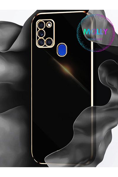 Molly Technology حافظة سيليكون فاخرة لهاتف سامسونج جالاكسي A21s باللون الأبيض اللؤلؤي مع تفاصيل ذهبية