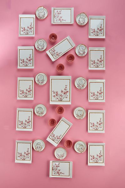 Erbaşlar Sakura Floral Patterned Breakfast Set for 12 People - 33 Pieces