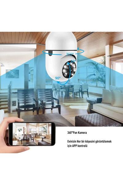 Opiunte Akıllı Wifi Ampul Kamera Harekete Duyarlı Gece Görüşlü Kablosuz