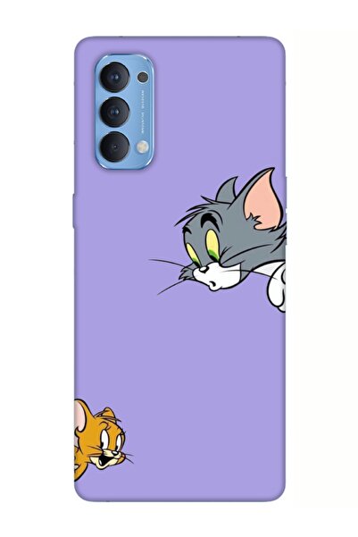 frondcase Oppo Reno 4 Tom ve Jerry Lila Telefon Kılıfı