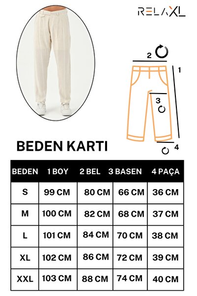 RELAXL Ανδρικό λινό παντελόνι με διπλό πόδι με κανονική εφαρμογή