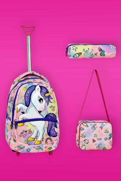 Uniquerrs Σετ σχολικής τσάντας με σχέδιο μονόκερου, με ράμματα, θήκη για μεση...