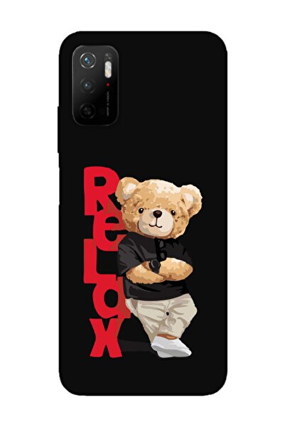 frondcase حافظة هاتف Redmi Note 11SE تيدي بير ريلاكس باللون الأسود