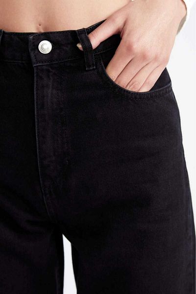 BROSERER Thayer Women's High Waist Non-Fading Black Lycra Mom Jean Boyfrend Pants
