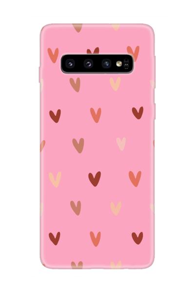 frondcase Samsung S10 Plus Kalp Desen Pembe Telefon Kılıfı
