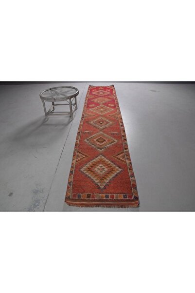 Kayra Export Kırmızı Antik Halı, Merdiven Halı, 73x380 cm Yolluk Halı, Uşak H...