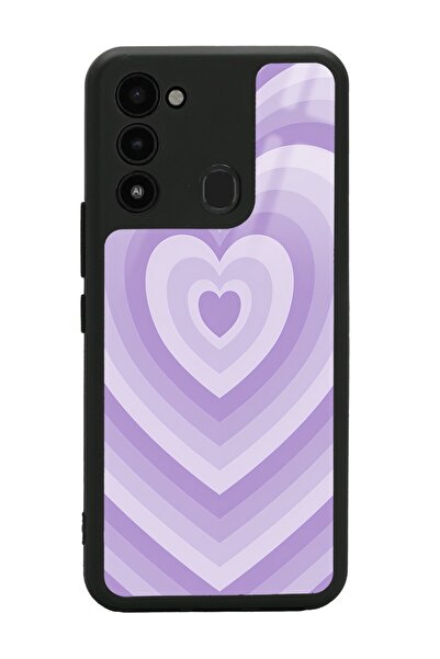 Spoyi Tecno Spark 8c Lila Kalp Tasarımlı Glossy Telefon Kılıfı