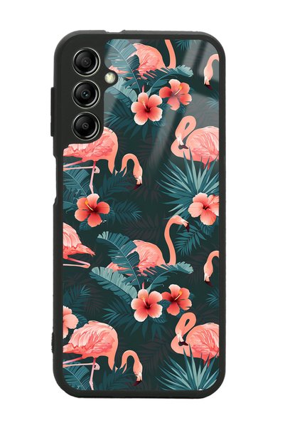 Spoyi Samsung A14 Flamingo Leaf Design Glossy Phone Case