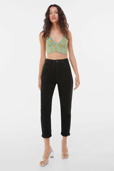 BROSERER Lara ženske crne udobne mom jeans kroj Comfort Visok struk