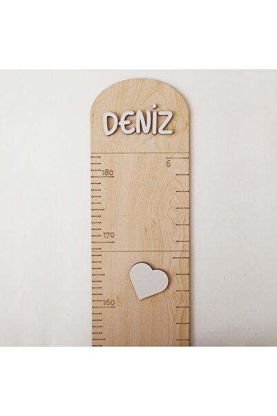 workshop aze Kişiye Özel 3D Ahşap Kalpli Bebek ve Çocuk Boy Ölçer (Çocuğunuzu...