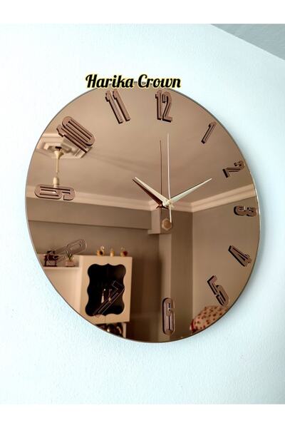 harika crown GERÇEK AYNALI DEKORATİF DUVAR SAATİ (50 CM)