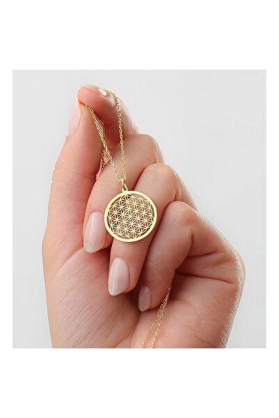 Şimal Silver 925 Ayar Gümüş Yaşam Çiçegi Model Plaka Kolye