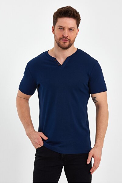 UOMOPARK Μπλουζάκι με κοντό μανίκι 2124 με κουμπιά