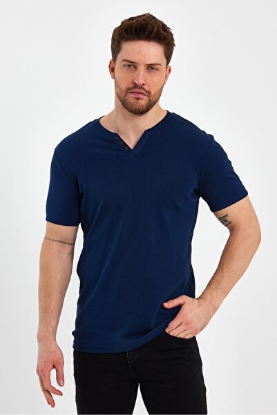 UOMOPARK Μπλουζάκι με κοντό μανίκι 2124 με κουμπιά