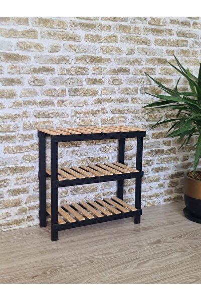 EGN WOODS 3'LÜ AHŞAP AYAKKABILIK ANTRE HOL DÜZENLEYİCİ RAF, ÇİÇEKLİK