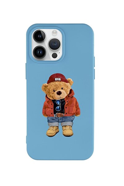 mooodcase Iphone 14 Pro Max Uyumlu Teddy Bear Desenli Premium Silikonlu Lansman Telefon Kılıfı