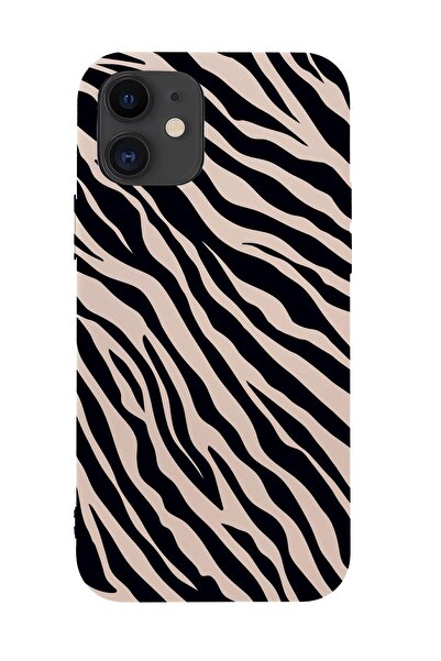 mooodcase Iphone 12 Zebra Pattern Premium Silikonlu Telefon Kılıfı