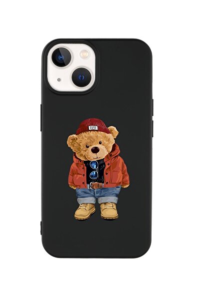 mooodcase Iphone 14 Plus Uyumlu Teddy Bear Desenli Premium Silikonlu Lansman Telefon Kılıfı