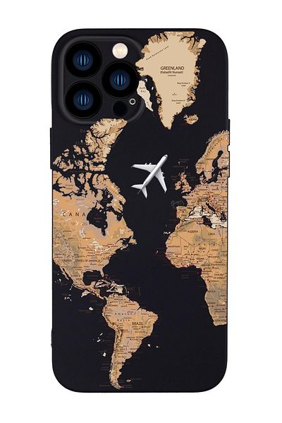 mooodcase حافظة إطلاق من السيليكون المتوافق مع هاتف Iphone 13 Pro مع نمط خريطة العالم لحماية عدسة الكاميرا من الصدمات