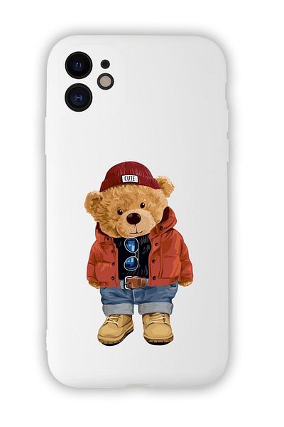 mooodcase حافظة إطلاق متوافقة مع هاتف Iphone 11 مع حماية للكاميرا بنمط الدبدوب من السيليكون الفاخر Mc90