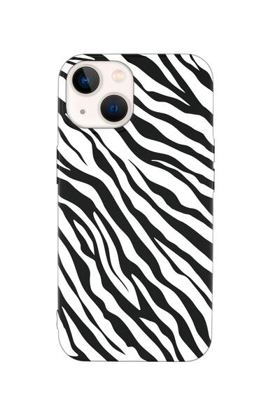 mooodcase Iphone 14 Plus Uyumlu Zebra Pattern Desenli Premium Silikonlu Lansman Telefon Kılıfı.