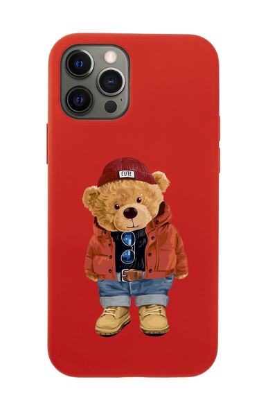 mooodcase Iphone 12 Pro Max Teddy Bear Premium Silikonlu Telefon Kılıfı