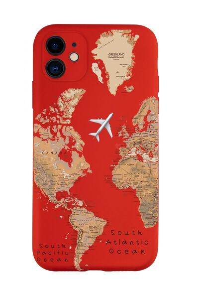 mooodcase Iphone 11 Uyumlu Dünya Harita Desenli Kamera Korumalı Lansman Kılıf...