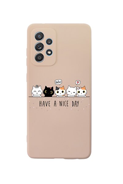 mooodcase Samsung A52 Şirin Kedicikler Premium Silikonlu Pembe Telefon Kılıfı