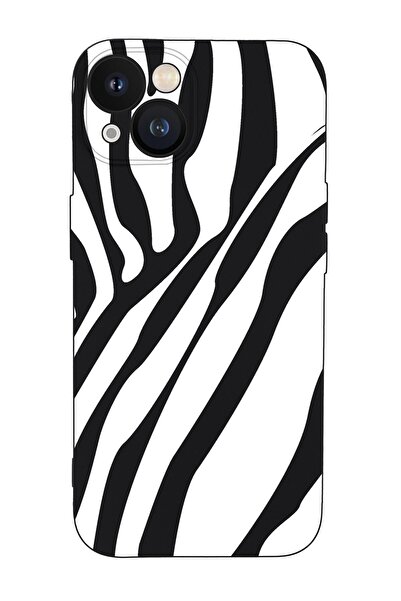 mooodcase Iphone 13 Uyumlu Zebra Desenli Kamera Lens Korumalı Darbe Emici Silikonlu Lansman Kılıf