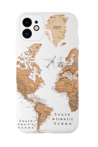 mooodcase حافظة إطلاق متوافقة مع هاتف Iphone 11 مع نمط خريطة العالم مع حماية للكاميرا من السيليكون الفاخر