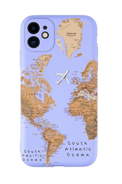mooodcase Iphone 11 Uyumlu Dünya Harita Desenli Kamera Korumalı Lansman Kılıf Premium Silikonlu